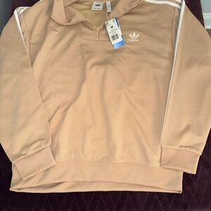 Adidas Beige Quarter-Zip Sweatshirt NWT